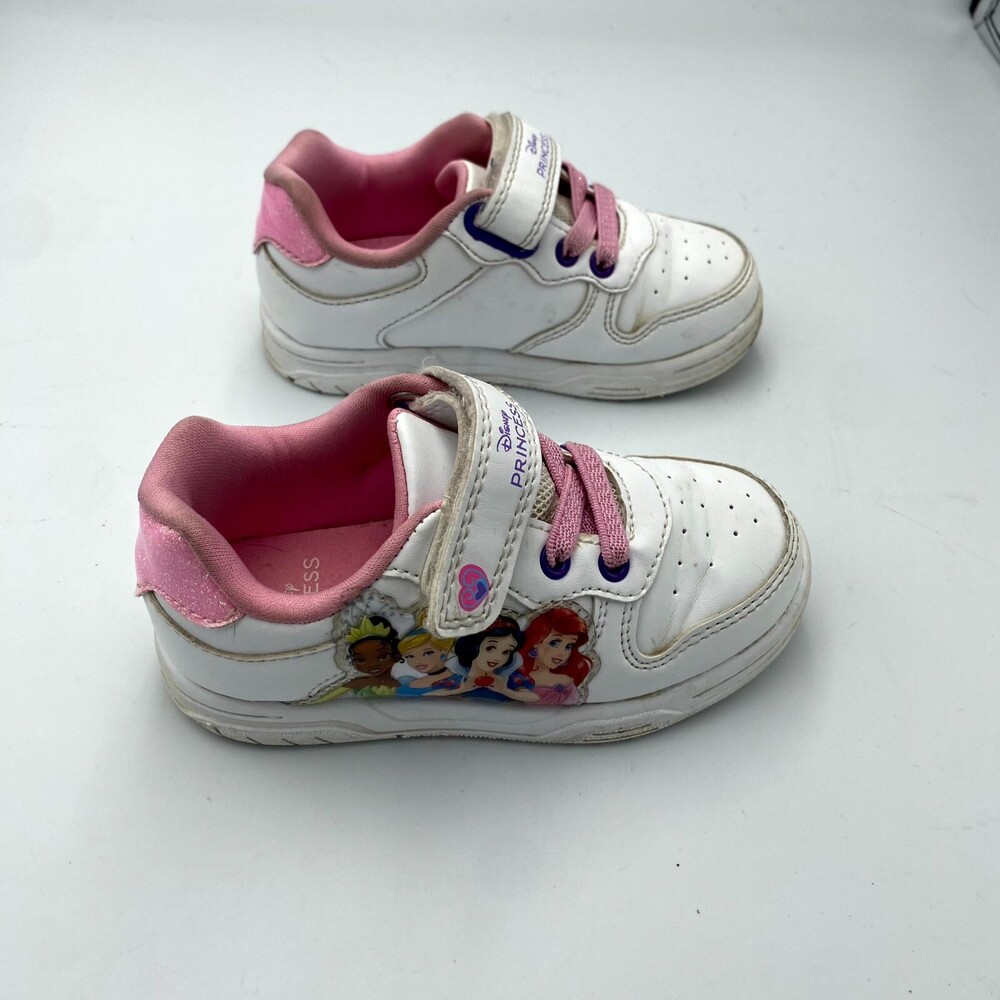 Disney Princess Toddler Girl 9 Sneaker White Leather Round Toe Low Top Shoes